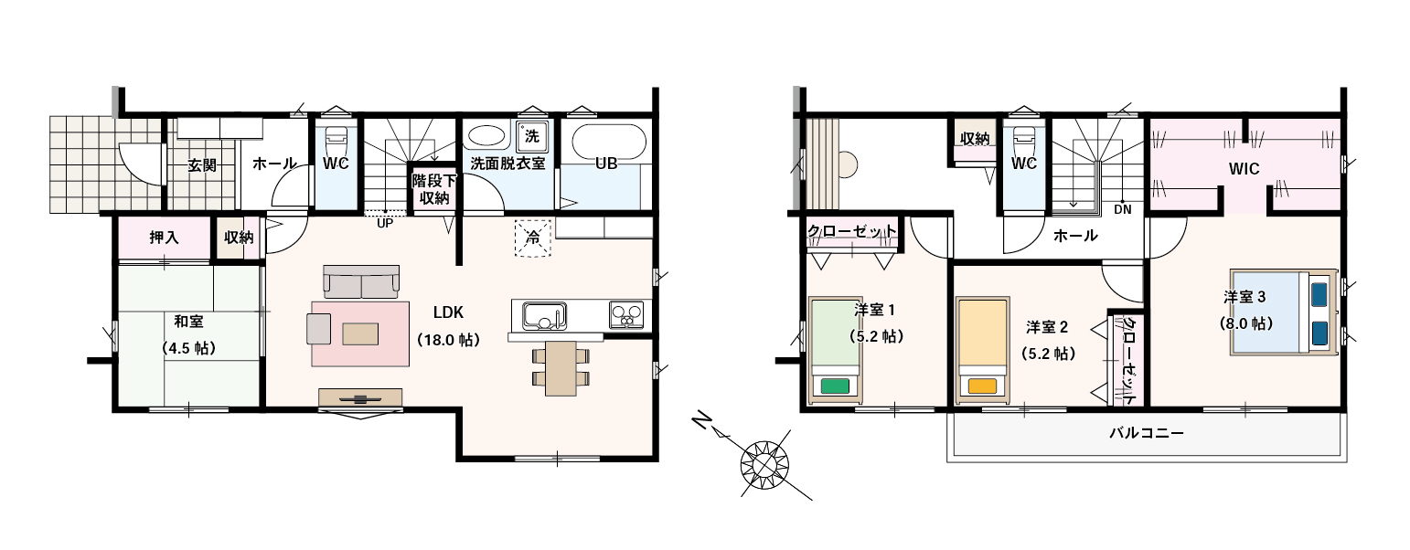 4LDKの間取り図